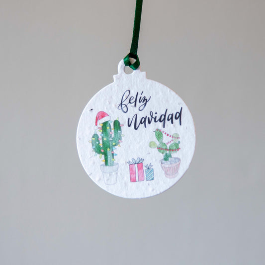 Feliz Navidad Ball - Ornament - Seed Paper Ornaments | Pengram Studio